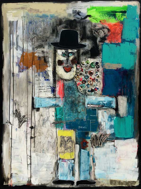 épouvantail - peinture acrylique et collage sur toile - 97 cm x 130 cm épouvantail - peinture acrylique et collage sur toile - 97 cm x 130 cm