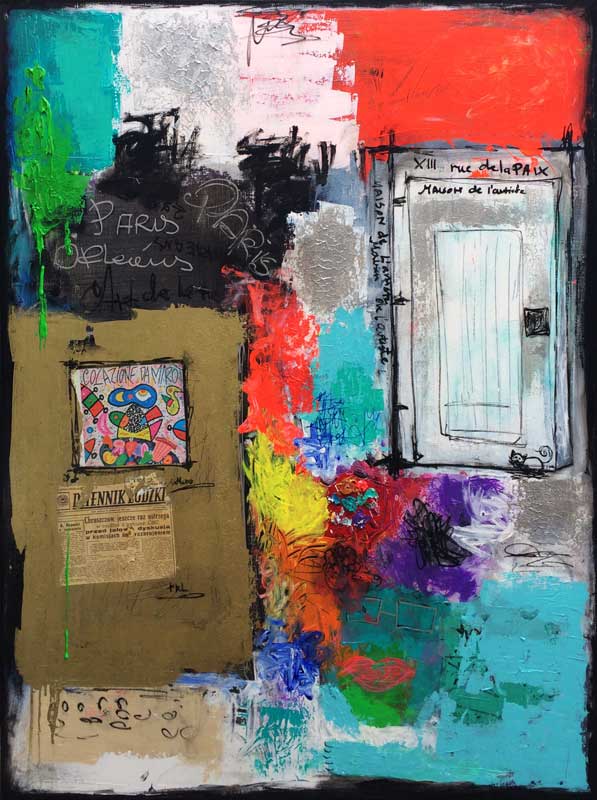 rue de la Paix - peinture acrylique et collage sur toile - 97 cm x 130 cm rue de la Paix - peinture acrylique et collage sur toile - 97 cm x 130 cm
