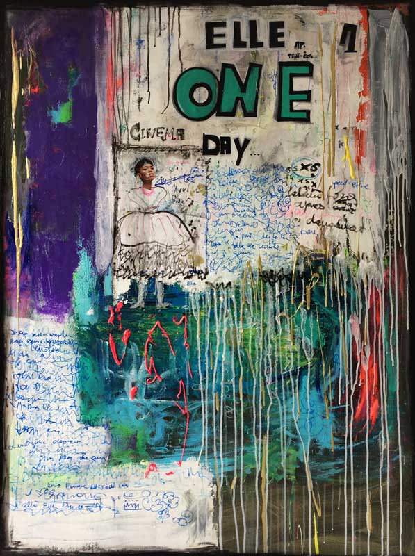 2016-01-21-barbie-noire-800 Barbie noire - peinture acrylique et collage sur toile - 97 cm x 130 cm