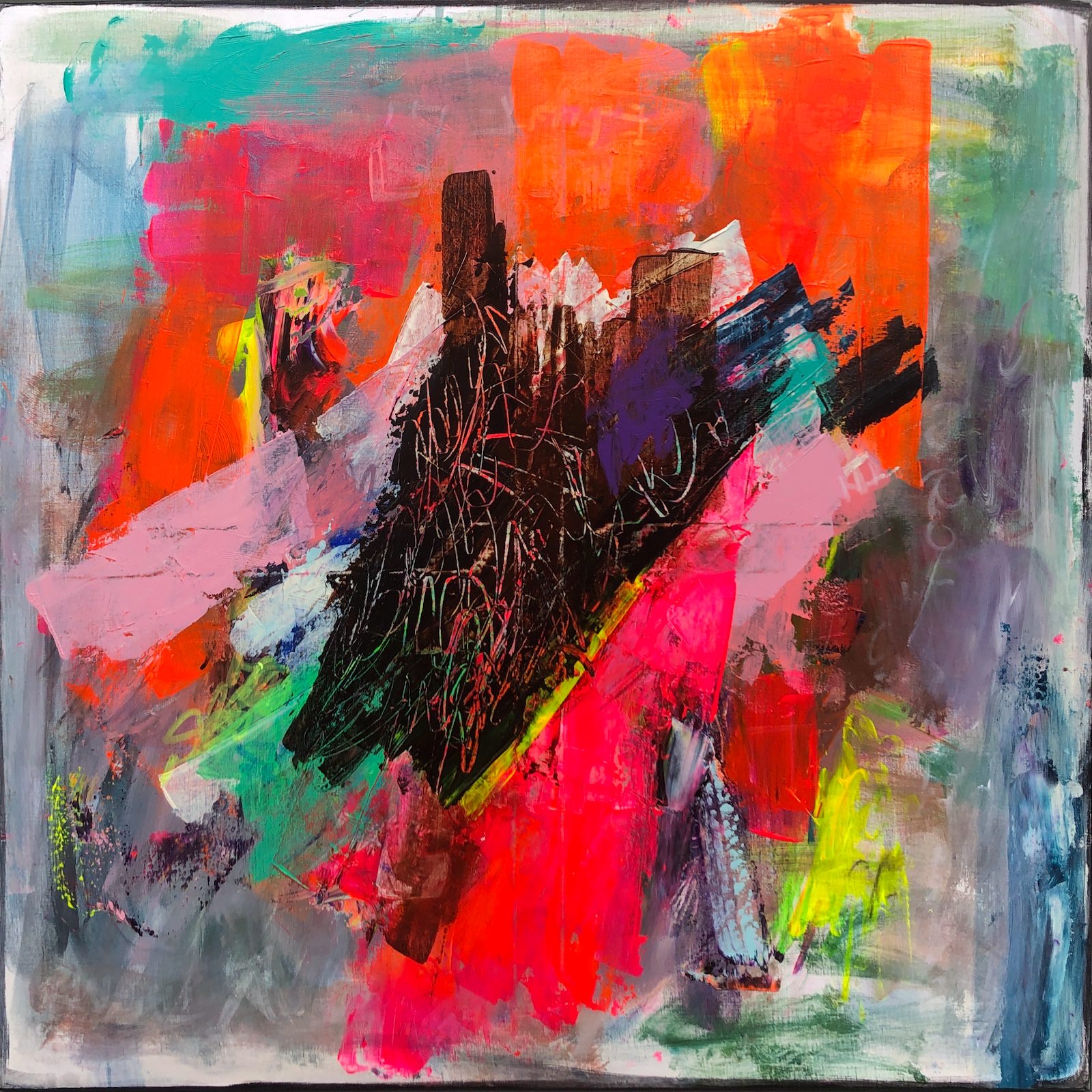 Dans l'ombre - peinture acrylique sur toile - 100 cm x 100 cm - Marzena Lavrilleux - artiste peintre à Orléans Dans l'ombre - peinture acrylique sur toile - 100 cm x 100 cm - Marzena Lavrilleux - artiste peintre à Orléans