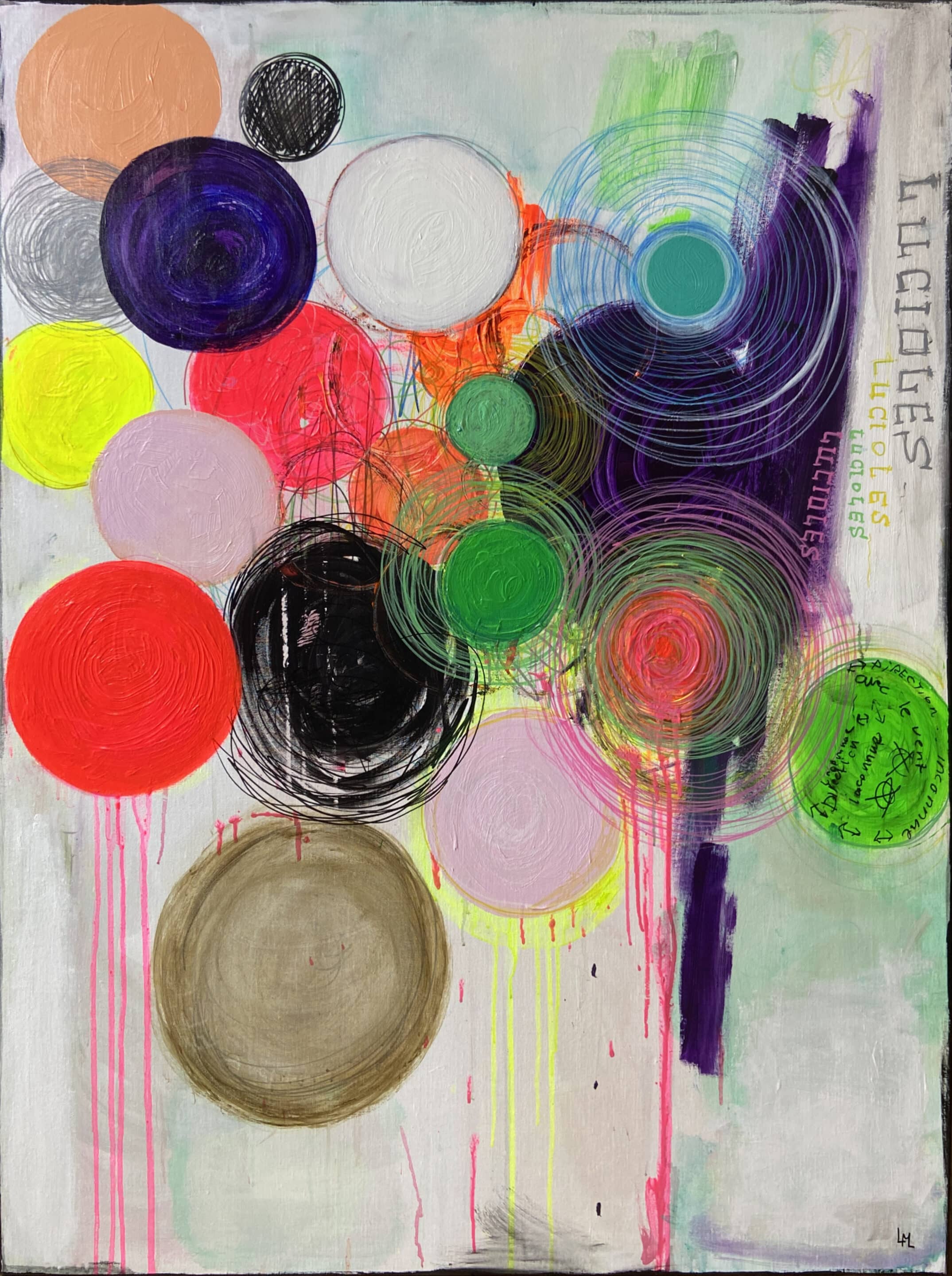 Lucioles - peinture acrylique sur toile - 97 cm x 130 cm - Marzena Lavrilleux - artiste peintre à Orléans