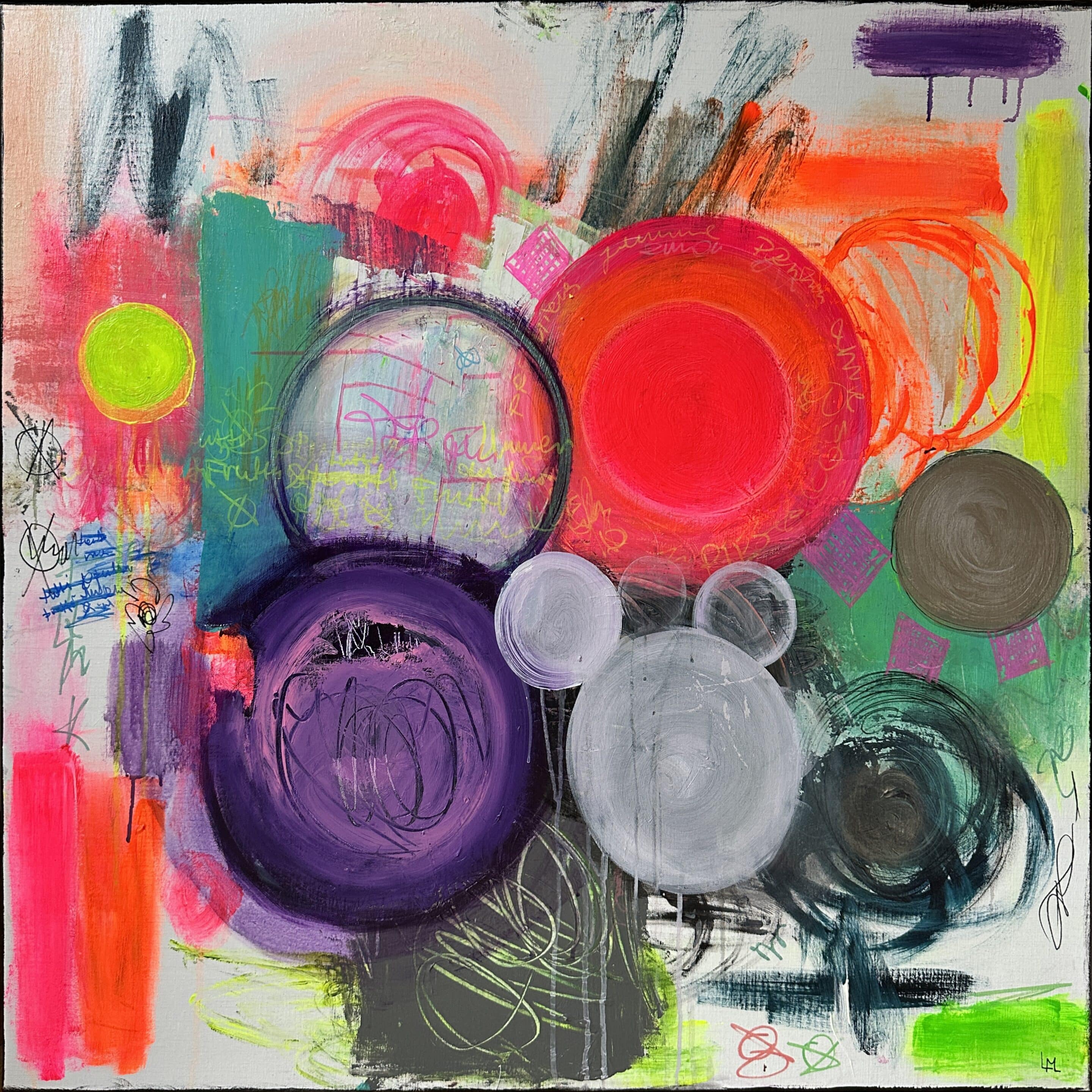 Cercle vertueux - peinture acrylique sur toile - 100 cm x 100 cm - Marzena Lavrilleux - artiste peintre à Orléans