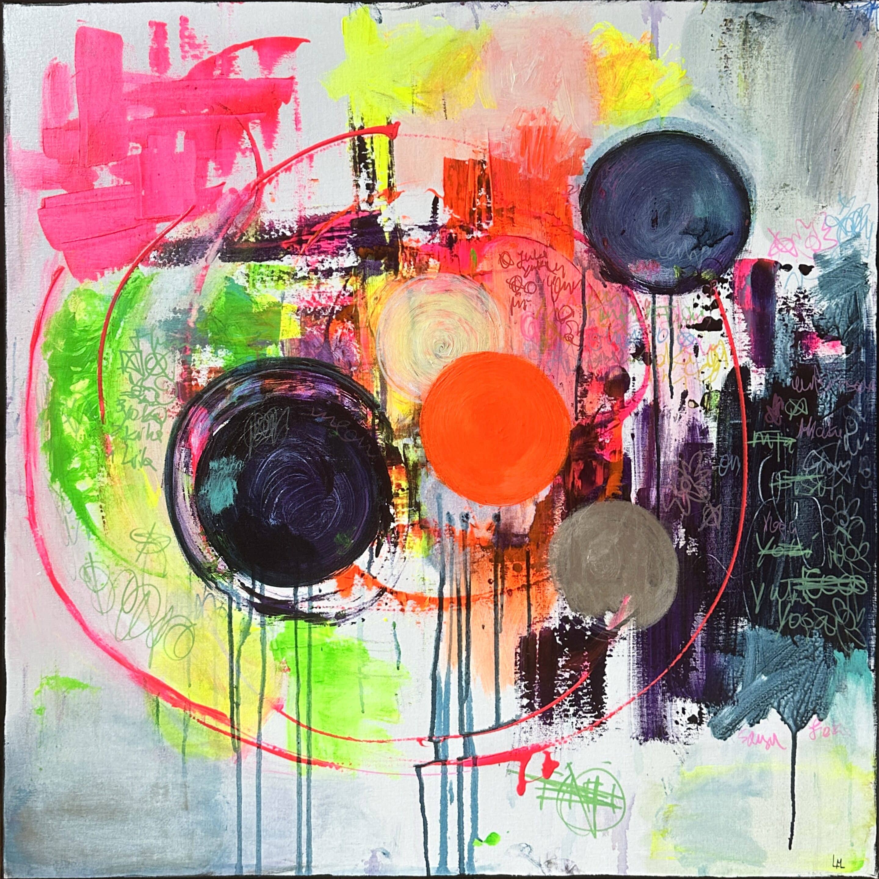 Orbite - peinture acrylique sur toile - 100 cm x 100 cm - Marzena Lavrilleux - artiste peintre à Orléans